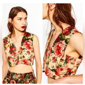 Zara Floral Cropped Vest Top